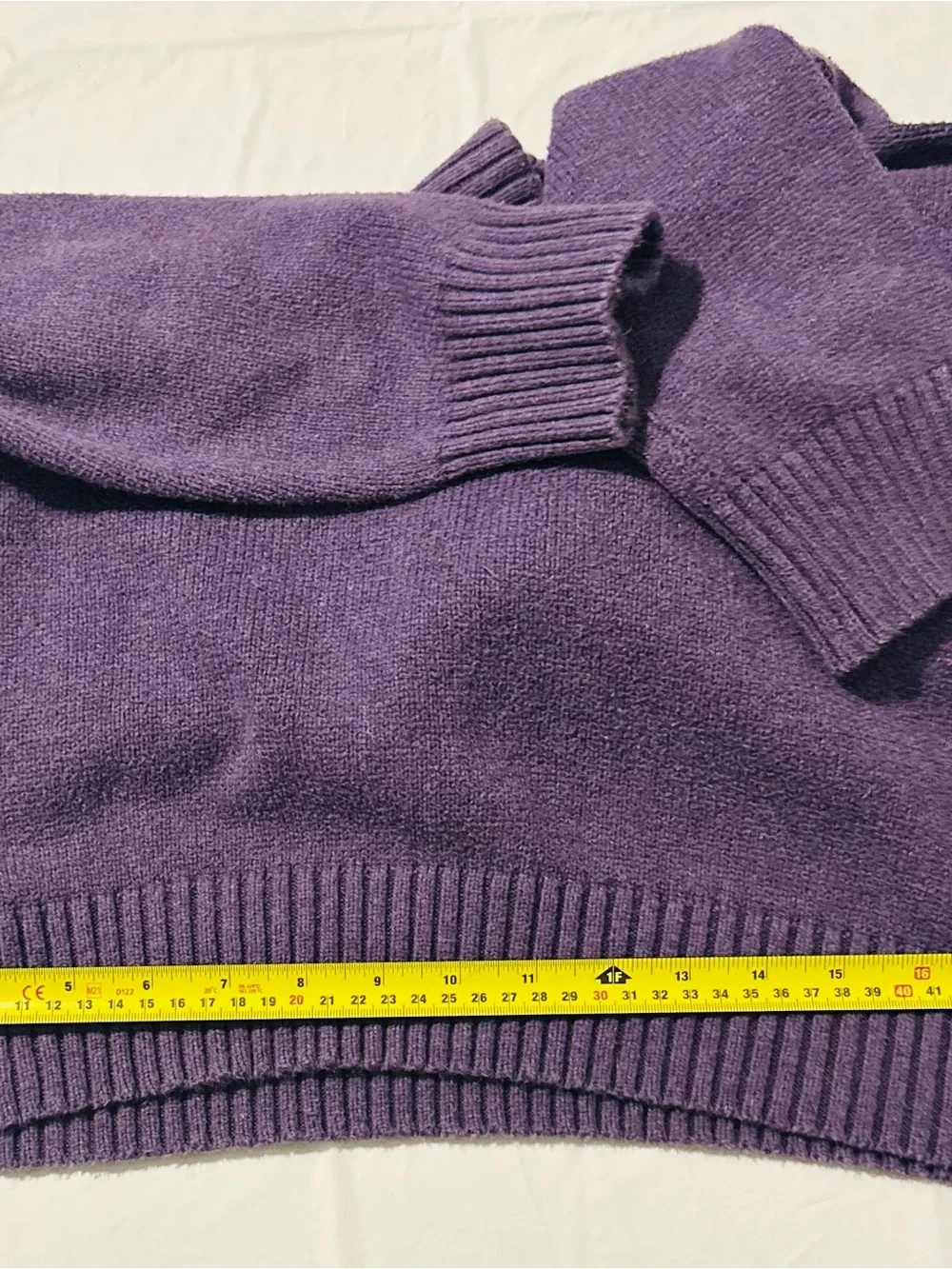 Vintage Ralph Lauren Men's Purple Shawl-Collar Zip-Button Sweater